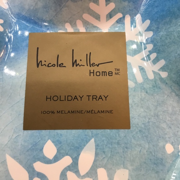 Nicole Miller Snowflake Christmas Melamine Platter 19” with 8 Side Dishes 7” NWT - Picture 10 of 10